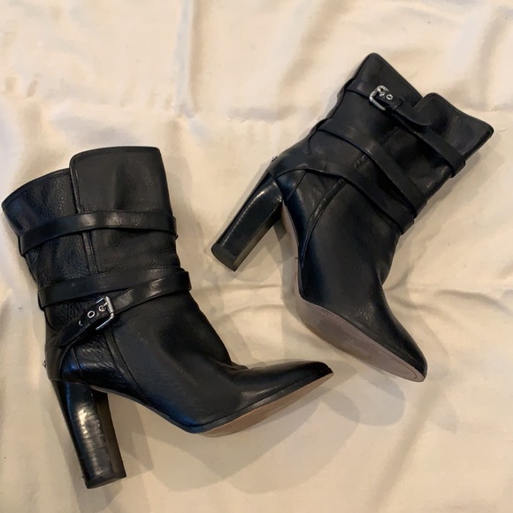 Coach black leather heeled ankle mid calf boot - Picture 3 of 7